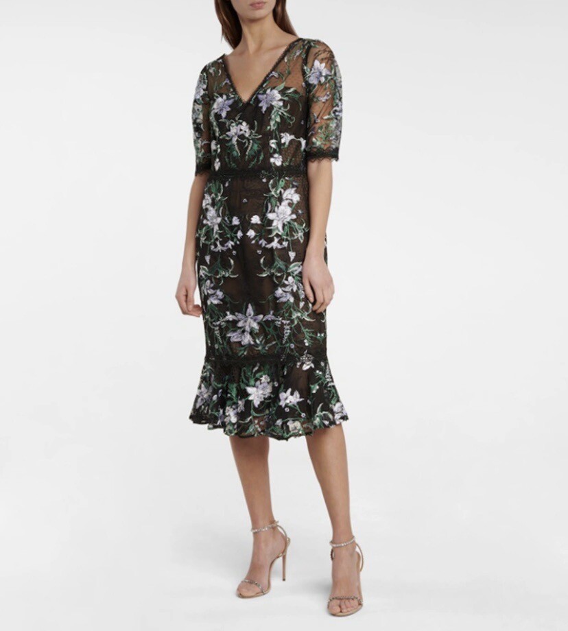 marchesa notte embroidered cocktail dress Marchesa Notte Embroidered Floral Strapless Dress – Runway Catalog main image 1
