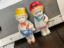 Frozen Charlotte Penny Doll. Bisque Japan. 1920s. Set of 2