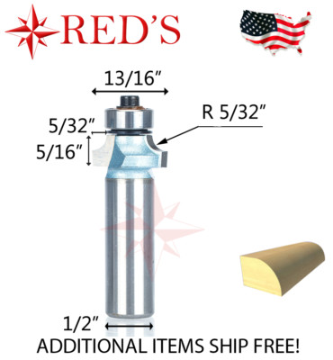 Tideway Carbide IND LC06020508 5/32'' Radius Round Over 1/2'' shank router bit