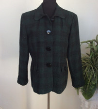 Christian Dior Women's Green Black Plaid Wool Blend Blazer Jacket Size 16 EUC