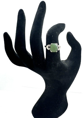 Sterling C&C Clark Coombs Sterling Silver Green Chrysoprase Ring Size 6.5
