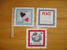 Love To Knit Yarn Hearts Needles Cotton Quilt Fabric Blocks (3)