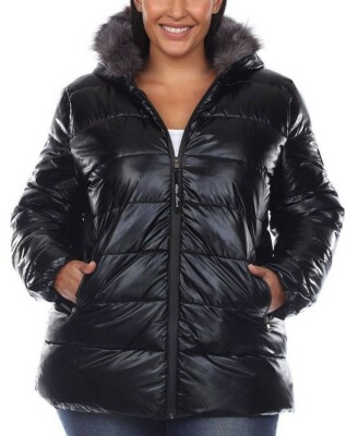 WHITE MARK METALLIC PUFFER HOODED HOODIE PARKA