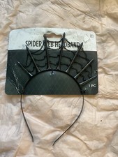 Headband W Spike Black Spiked HairBand Headwear Gothic Spiderweb New Halloween