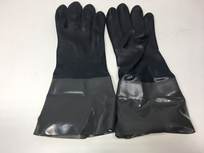 Blue Polyette W/Splash Flap Chemical Resistant Gloves 079-6150 Size Medium 12 Pr