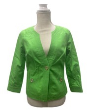 100 NEW NWT Talbots Grace Fit Collarless V-Neck Gold Blazer Buttons Size 2
