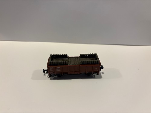 Minitrix 13265, Offener Güterwagen E 035, Ladung Grubenholz, DB, Spur N | Zustand: Gebraucht