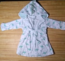 Carter's Just One You Boy Size 0-9 Months Lined Cotton Blend White Dinosaur Robe