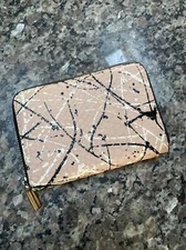 Galeries Lafayette Faux Leather Zip Around Accordion Wallet Clutch 4" x 6"