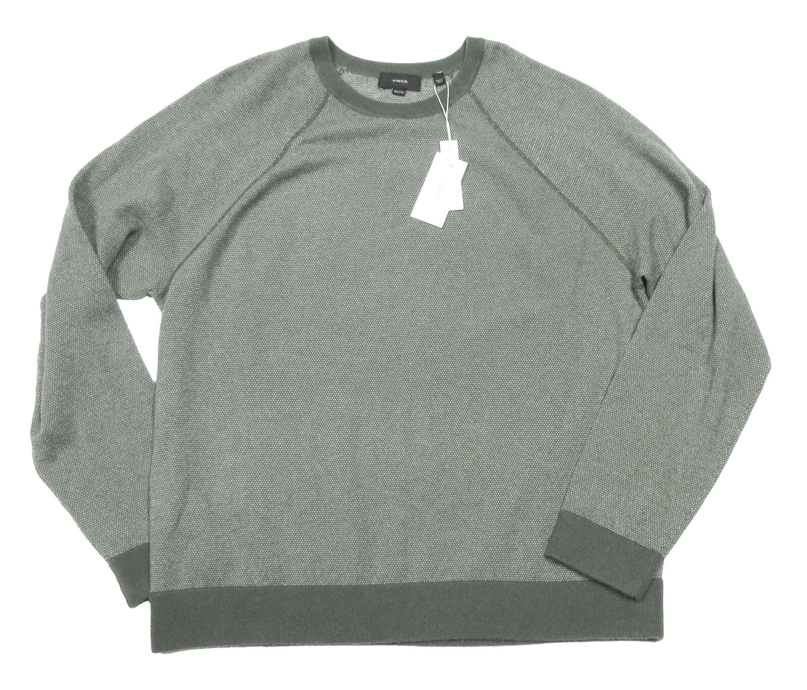 Vince Men's Green Heather Birdseye Crewneck Wool & Cashmere Sweater $295