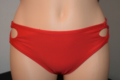 California Waves Swim Bikini Bottom Paprika Strappy Hipster Caged MY20261RB Sz M