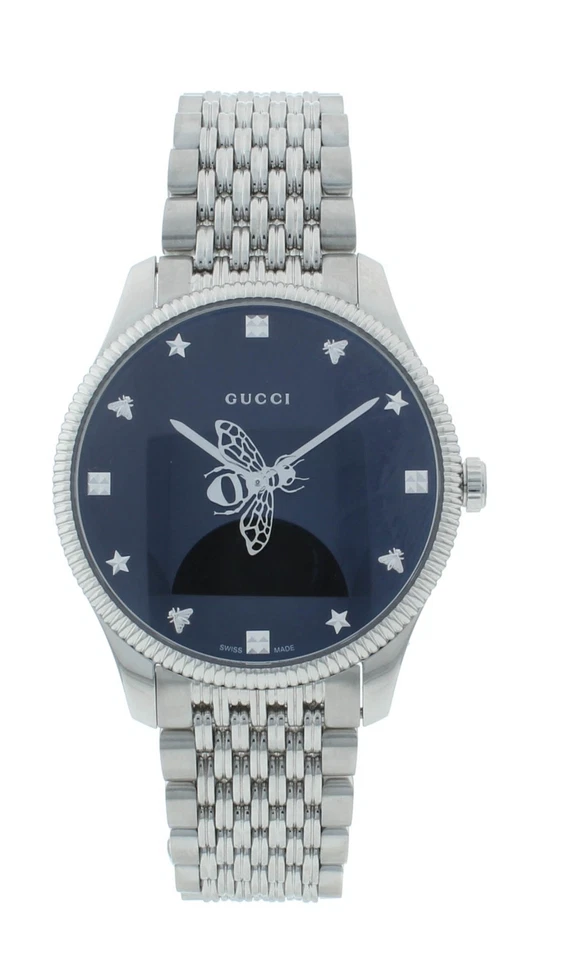 Gucci G-Timeless 36mm Quartz Stainless Steel Black Dial Men's Watch YA1264154