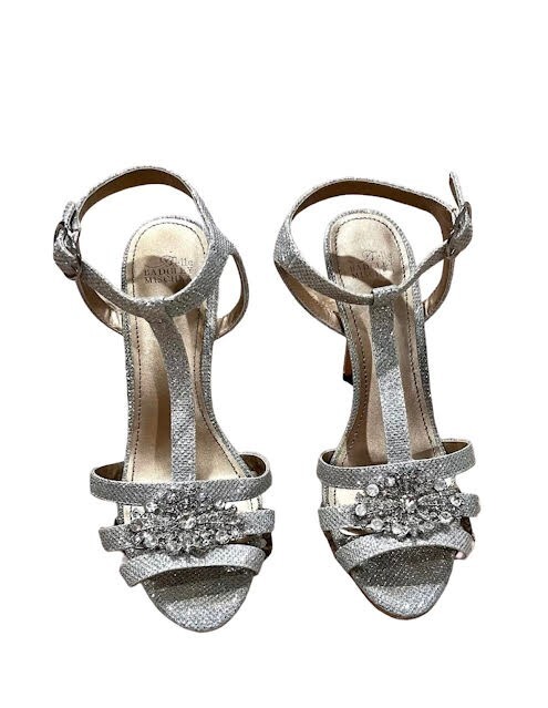 Rare Wedding Badgley Mischka Crystal Silver Glitter Heels