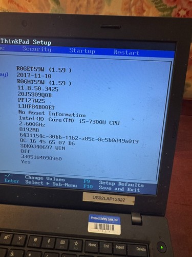Lenovo ThinkPad L460 i5-7300U 2.6GHz | 8GB RAM | No SSD | Boots to BIOS | Parts/ - Picture 3 of 10