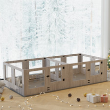 XL 14/8 Panels Dog Whelping Box Tempered Glass Safe Pet Playpen with Rails  Mat