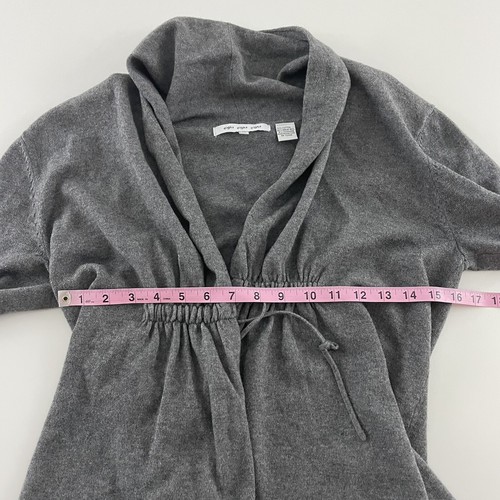 Eight Eight Eight Open Front Cardigan Sweater Women's M Gray Cotton Merino Blend - Picture 3 of 4