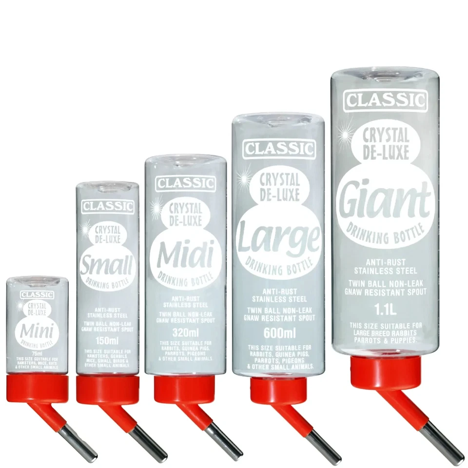 CLASSIC Brand New Drinking Water Bottle For Rabbit Guinea Pig Hamster Small Pet Animals