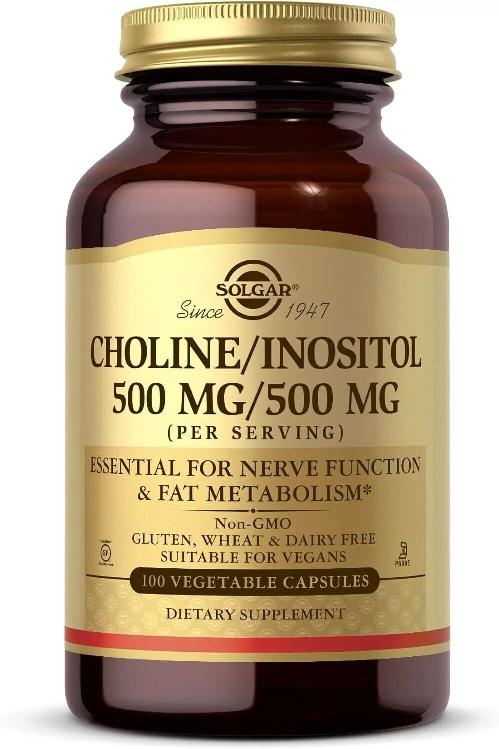 Solgar colina/inositol 500 mg/500 mg, 100 cápsulas vegetales - Reino Unido