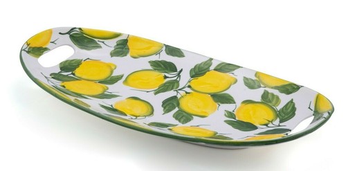 Bassano große Zitronen Servierplatte Schale bemalt italienische Keramik 51x27