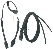 D.A. Brand Horse Size Black Sliding Leather One Ear Headstall  Reins JI-HS-7401