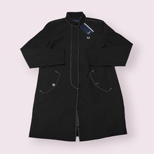 Fred Perry Womens Jacket Size 10 Black Trench Coat Long Brand New