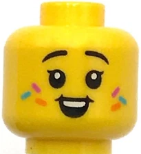 Lego New Minifigure Head Dual Sided Female Child Black Eyebrows
