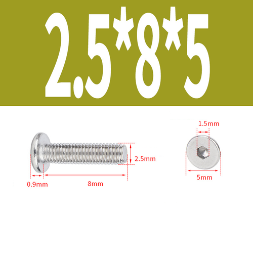 M2/2.5 Flat Head Allen Hex Socket Screw Bolt 304 Stainless Steel Thread L:2-20mm - Picture 25 of 30