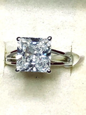 Rhodium Plated Cubic Zirconia Gypsy Ring - Size 6