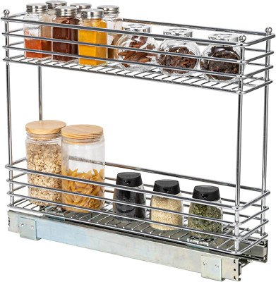 Chrome 2-Tier Sliding Cabinet Organizer - Space-Saving 5'' Design