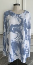 AIRIELLA Made In The USA Blue White Marble Pattern Sweater W Zippers On Sleeves