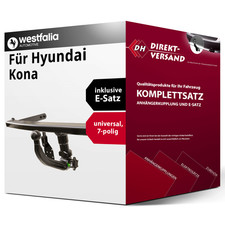 Anhängerkupplung abnehmbar + E-Satz 7pol universell für Hyundai Kona 17- top