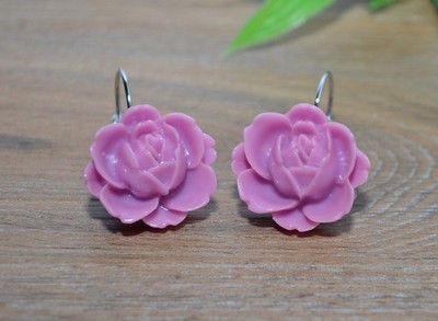 BLÜTEN OHRHÄNGER +++ AUSWAHL +++ Brisur Ohrringe silber Blumen Cabochon FARBEN
