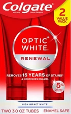 Colgate Optic White Renewal Whitening Toothpaste Mint 2 pack - New