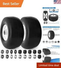 13x6.50-6 Flat Free Lawn Mower Tires and Wheels 3/4" 5/8" 1/2" Ball Bearings,...