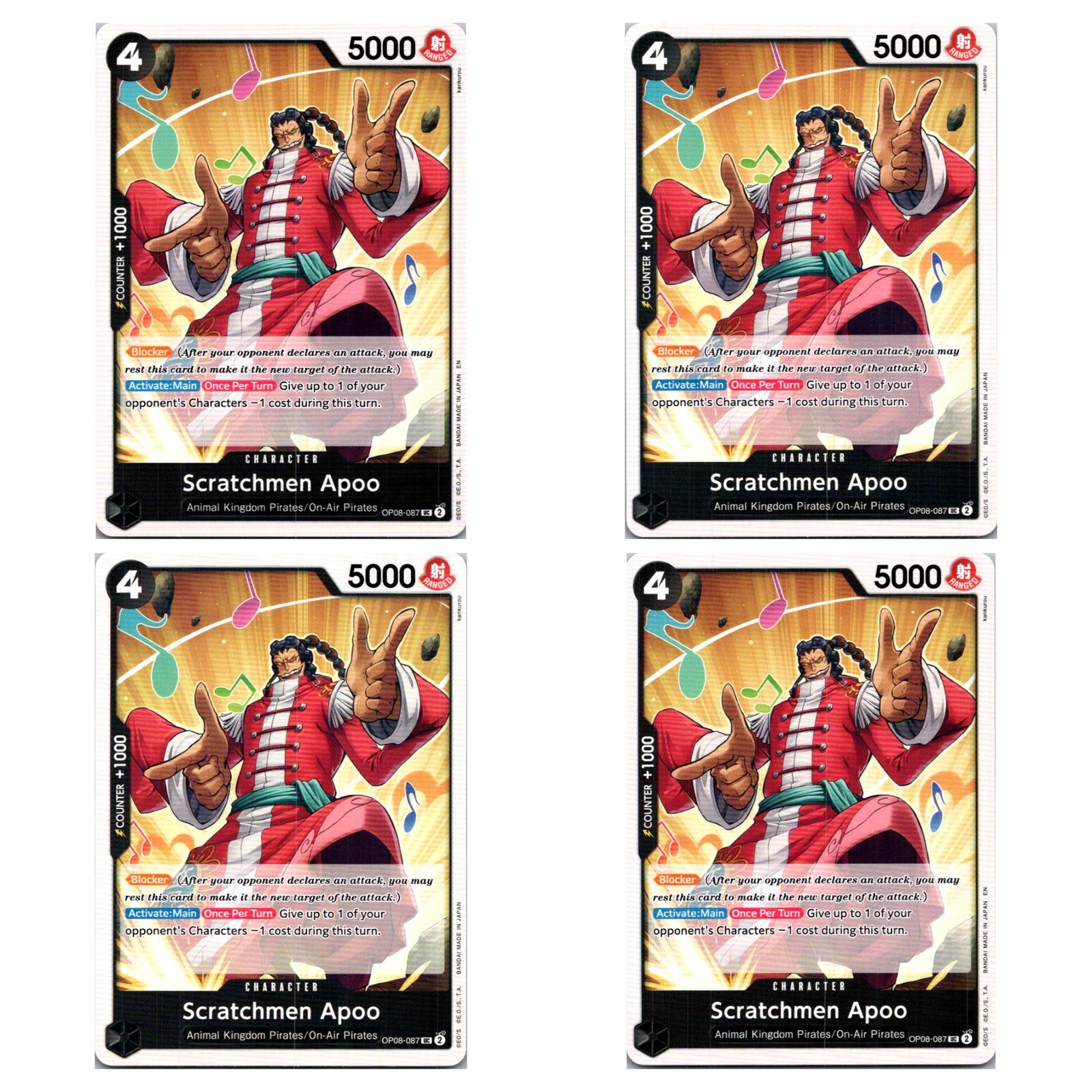 Scratchmen Apoo #OP08-087 - Two Legends x4 Playset One Piece
