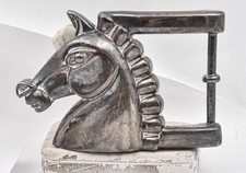 New old stock Sterling Silver B Kieselstein-Cord MEN'S Large Horse Belt Buckle