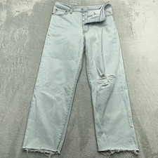 Levi's Ribcage Straight Ankle Jeans Light Wash Distressed Size 28