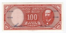Chile 1958/ 59 Arturo Prat 100 pesos  Maschke Mackenna VF