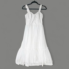 Lulus Feeling Gorgeous White Swiss Dot Tulle Bustier Midi Dress Size XS New