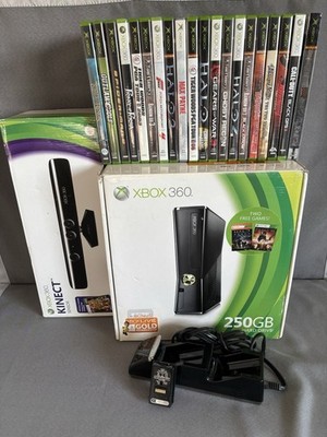 Microsoft Xbox 360 Slim Console, Kinect, Charger And 20 Games SEE DESCRIPTION