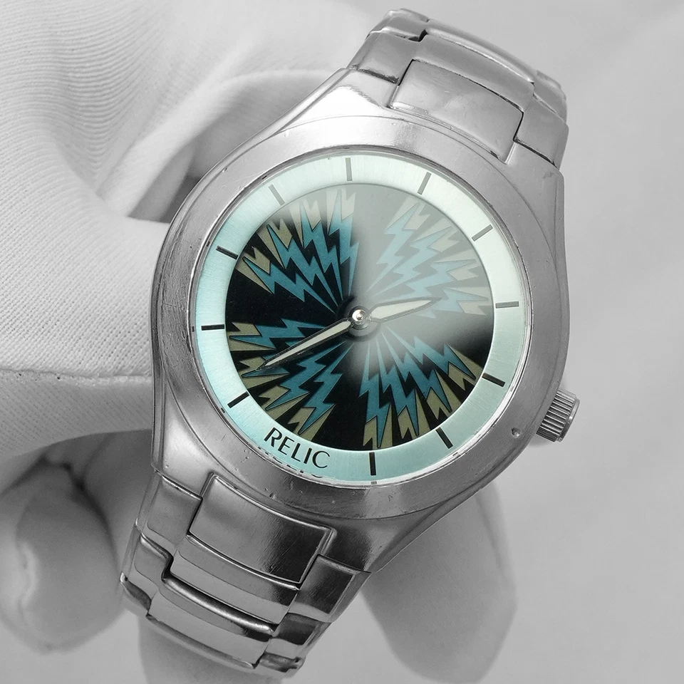 Reloj de pulsera súper raro reliquia de Fossil Big Tic ZR55155 para hombre esfera azul relámpago Foto 3 de 4