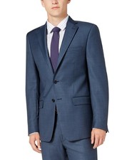 Calvin Klein Mens Slim fit Suit Jacket Blazer 38 S Navy Blue Solid Wool