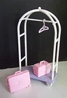 Vintage Barbie Grand Hotel  2001  Luggage Carrier, Suitcases & Hanger