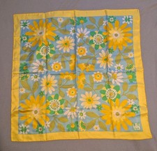 Vintage Floral Art Silk Hand Rolled Vera Neumann Scarf Japan 26x26 square