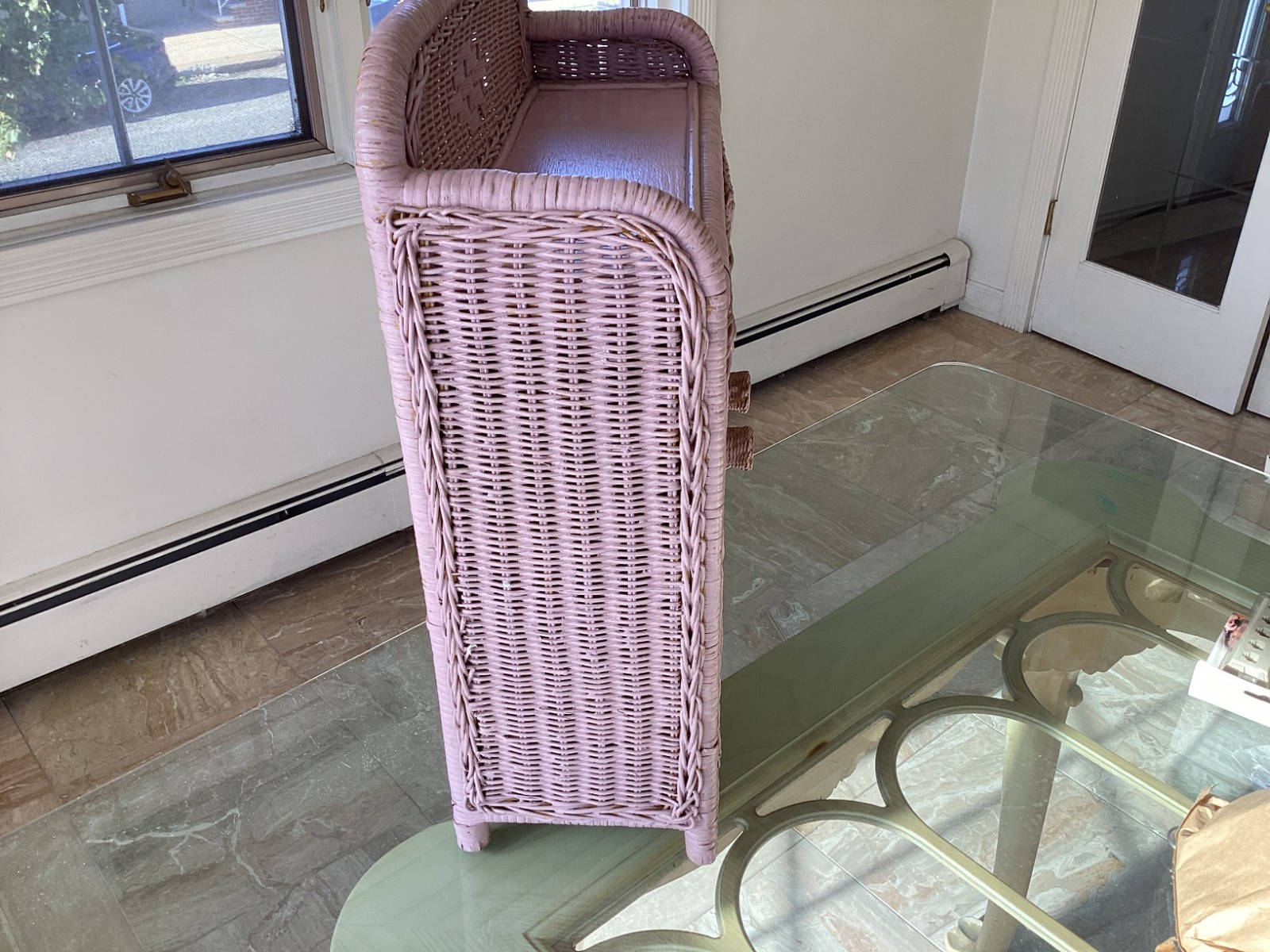 Mid Century Antique Vintage Purple Hanging / Countertop Kitchen Cabinet