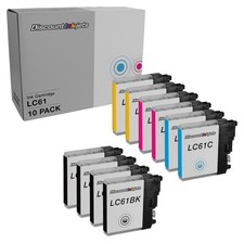 Compatible Ink Cartridge for Brother LC61 Series 4 B, 2 C, 2 M, 2 Y, 10-Pk 