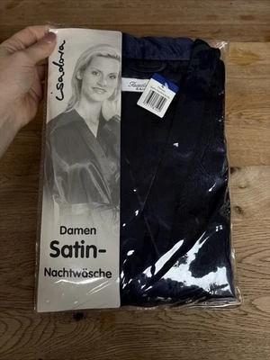 Morgenmantel Damen Negligee Kimono Dessous Nachtwäsche Satinmantel 44/46 Blau - Bild 1 von 3