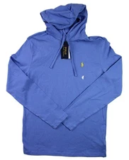 Polo Ralph Lauren Mens Hoodie Shirt S Pullover Long Sleeves Tee Cotton Blue $70