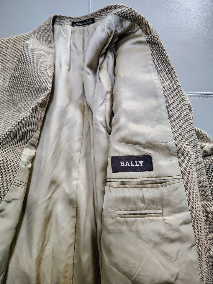 Blazer deportivo Bally vintage de lino beige 44R para hombre Foto 2 de 4