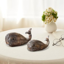 Whale Figurine Creative Nautical Coastal Themed Resin Craft Home Table Decor